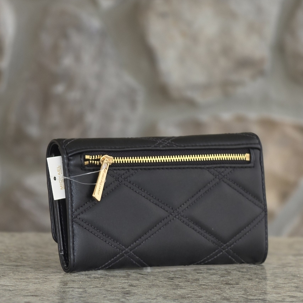 Michael Kors Jet Set Trifold Large Black Wallet - Picture 2 of 6